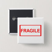 Fragile handgreep met zorg vierkante button 5,1 cm (Voorkant /achterkant)