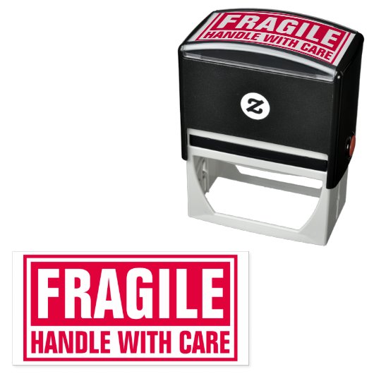 Fragile handgreep met zorg zelfinktende stempel (In situ)