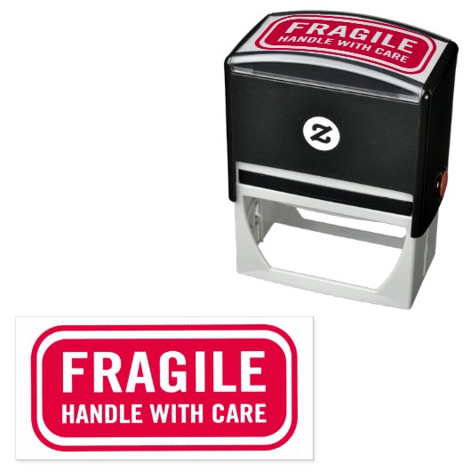 Fragile handgreep met zorg zelfinktende stempel (In situ)