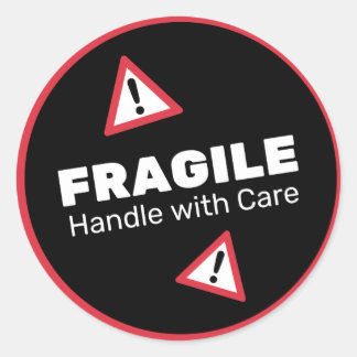 Fragile handgreep met zorgsticker ronde sticker