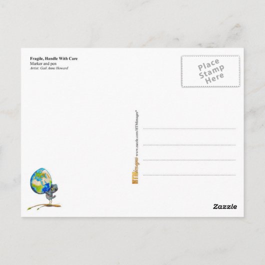 Fragile, handig met zorg briefkaart (Achterkant)