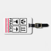 Fragile handvat met ontwerp van grafisch etiket vo bagagelabel (Voorkant horizontaal)