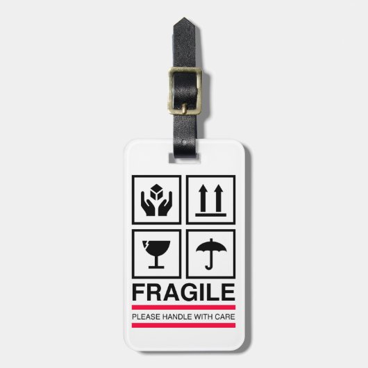 Fragile handvat met ontwerp van grafisch etiket vo bagagelabel (Voorkant verticaal)