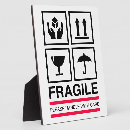 Fragile handvat met ontwerp van grafisch etiket vo fotoplaat (Zijkant)