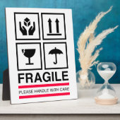 Fragile handvat met ontwerp van grafisch etiket vo fotoplaat (Zijkant)