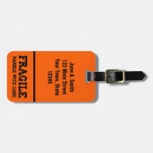 Fragile, handvat met zorg, Oranje Bagagelabel (Voorkant horizontaal)