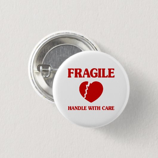 Fragile hartbehandeling met zorg ronde button 3,2 cm (Voorkant /achterkant)