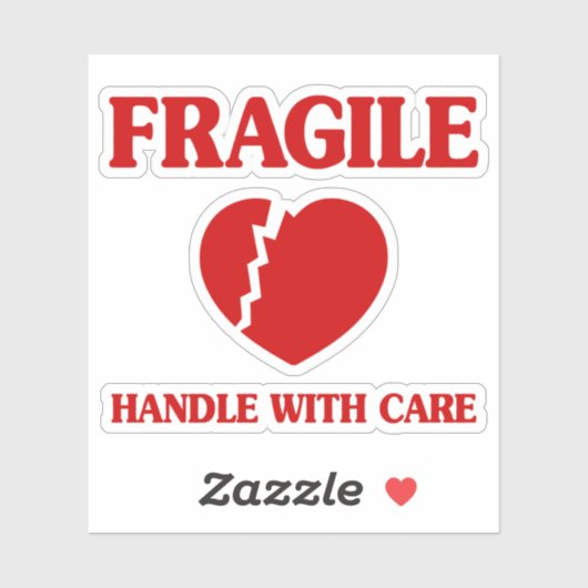 Fragile hartbehandeling met zorg sticker (Vel)