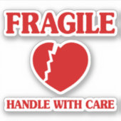 Fragile hartbehandeling met zorg sticker (Voorkant)
