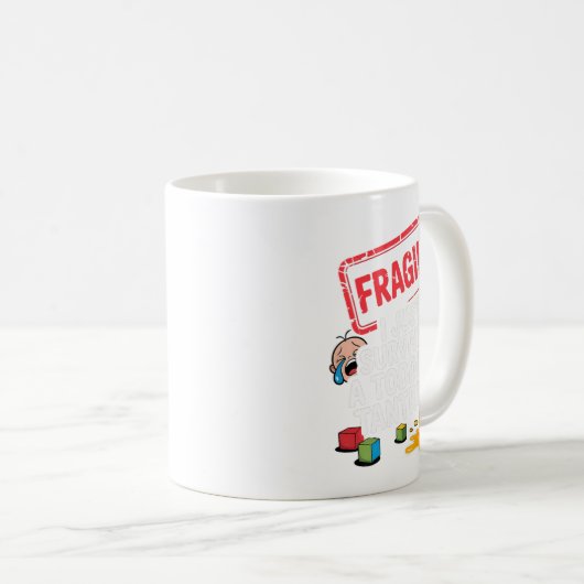 Fragile I Survived A Toddler Tantrum Funny Parent Koffiemok (Voorkant rechts)
