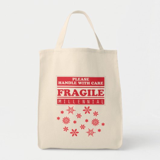 Fragile Millennial, handig met zorgsnoer Tote Bag (Voorkant)