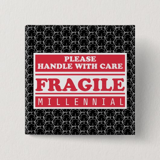 Fragile Millenniumverpakking, handig met handtas Vierkante Button 5,1 Cm (Voorkant)