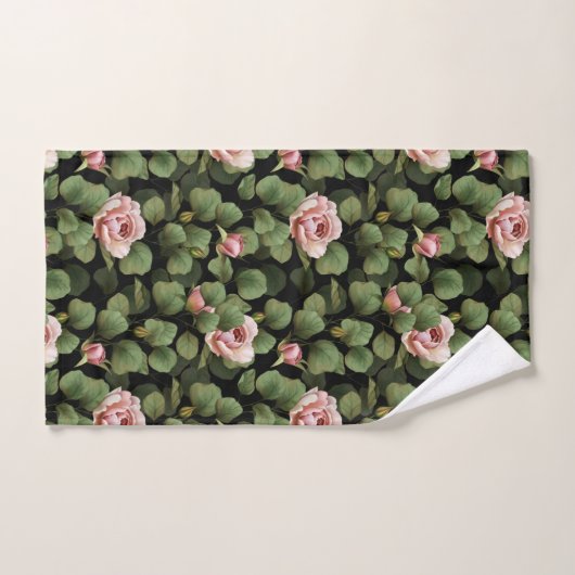 Fragile rozen. Floral patroon op zwart Bad Handdoek (Handdoek)