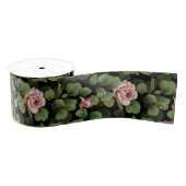 Fragile rozen. Floral patroon op zwart Grosgrain Lint (Spoel)