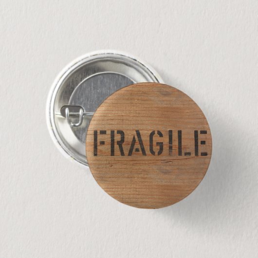 Fragile Stamped op Wood Ronde Button 3,2 Cm (Voorkant /achterkant)