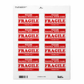 Fragile Stickers for Shipping and Moving Please Ha (Feuille entière)