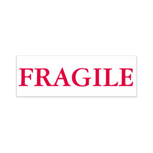 " FRAGILE " zelfinkend stempel in rode inkt