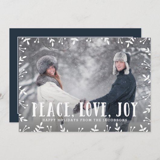 Fragment Foliage Peace Joy Love Holiday Fotokaart Feestdagenkaart (Voorkant / Achterkant)