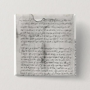 Fragment van de brief van Christopher Vierkante Button 5,1 Cm