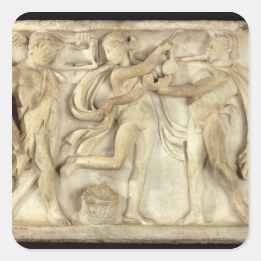 Fragment van een sarcofaag vierkante sticker (Voorkant)