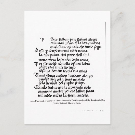 Fragment van het Divina Commedia van Dante Briefkaart (Voorkant)
