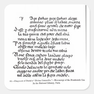 Fragment van het Divina Commedia van Dante Vierkante Sticker