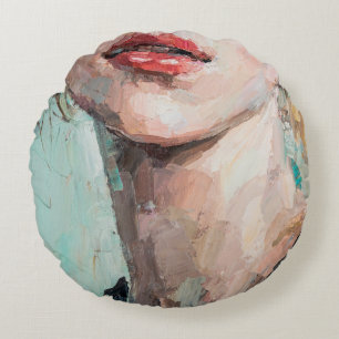 Fragment van kunstschilderij. Portret van een meis Rond Kussen