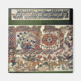 Fragment van textiel waarin Jonah en de walvis wor Magneet