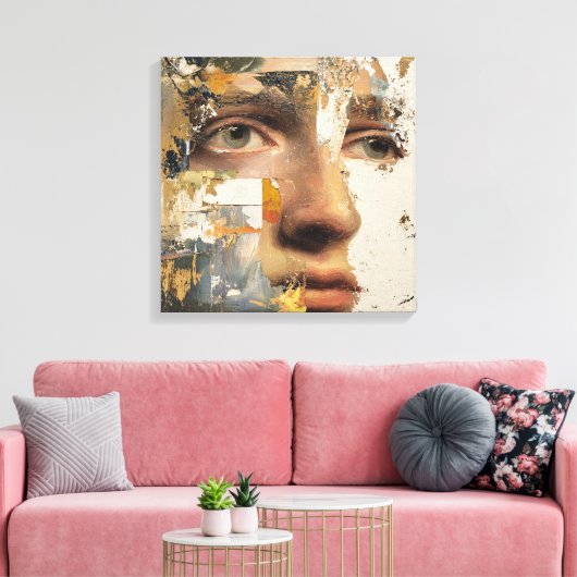 Fragmented Abstract Portrait - Face Textured Canvas Afdruk (Insitu (Woonkamer))