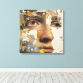 Fragmented Abstract Portrait - Face Textured Canvas Afdruk (Insitu (Houten vloer))