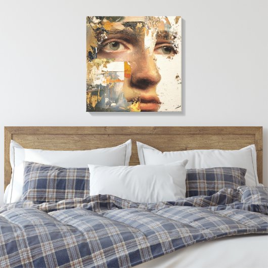 Fragmented Abstract Portrait - Face Textured Canvas Afdruk (Insitu (Slaapkamer))