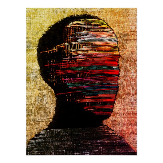 Fragmented Identity – Kleurrijke Abstracte Thread Perfect Poster (Voorkant)