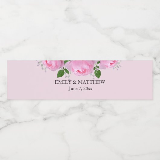 Fragrant roze rozen, bruiloft waterfles etiket (Enkel label)