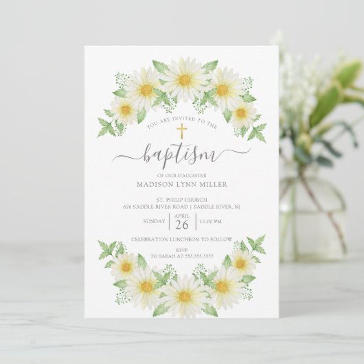 Fraîche Fluale Baptême Invitation (Debout devant)