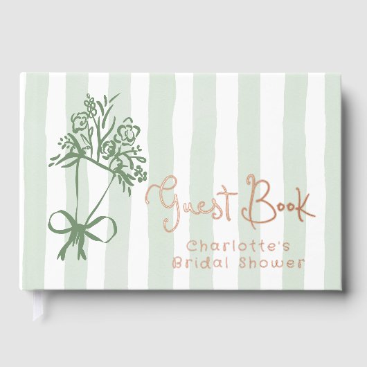 Fraîche hors du marché Sage vert rayures Aquarelle (Recto)