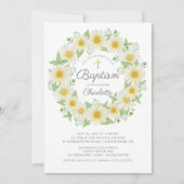 Fraîches Filles Florales Baptême Invitation (Devant)