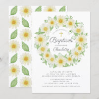 Fraîches Filles Florales Baptême Invitation