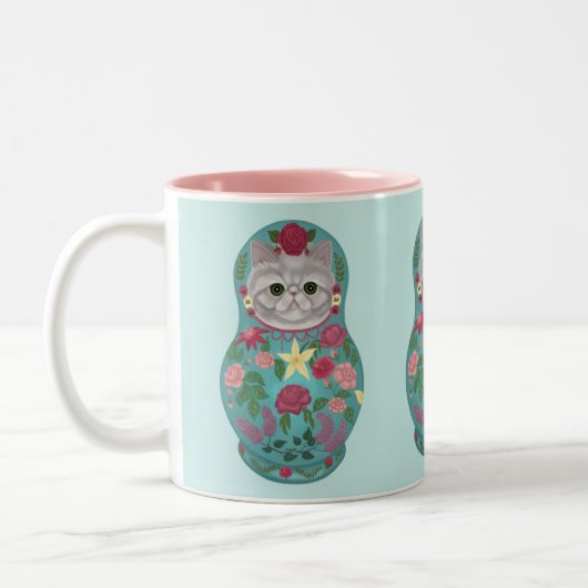 Fraicheur florale Meowtreshka Mug (Gauche)