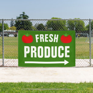 Fraîcheur Produire signe de bannière avec flèche p