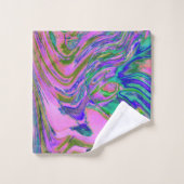Frais Abstrait Chartreuse et Rose Chaud Groovy Rét (Gant de toilette)