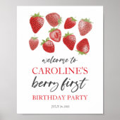 Fraise 1er Affiche de bienvenue d'anniversaire ・ B (Devant)