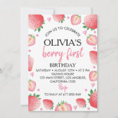 Fraise 1er anniversaire Invitation (Devant)