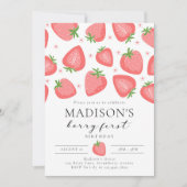 Fraise 1er Anniversaire Invitation Berry First (Devant)