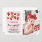 Fraise 1er anniversaire Invitation ・ Berry First (Devant / Derrière)