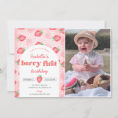 fraise 1er anniversaire Invitation Berry First Swe (Devant)