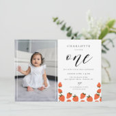 Fraise 1er anniversaire Invitation photo (Debout devant)