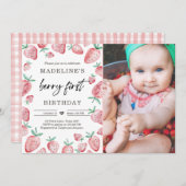 fraise 1er anniversaire Invitation premier Berry S (Devant / Derrière)