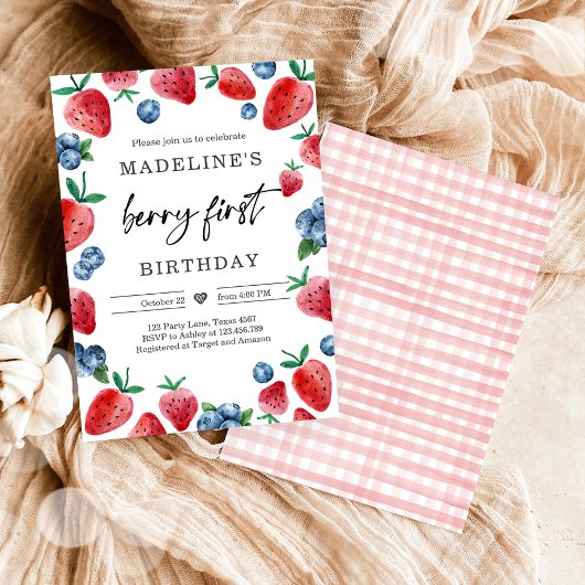 fraise 1er anniversaire Invitation premier Berry S