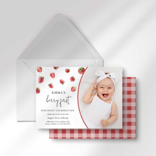 fraise 1er anniversaire Invitation premier Berry S