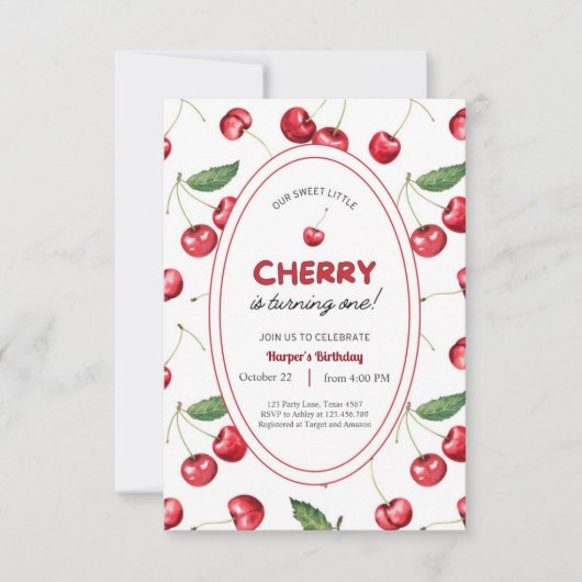 fraise 1er anniversaire Invitation premier Berry S (Devant)